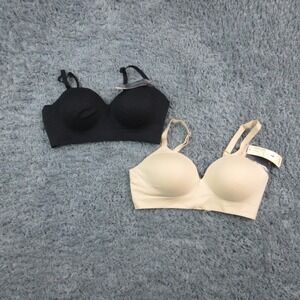 Truekind Bras Womens Large Black Beige 2 Pack Supportive Wireless Shaping NWT